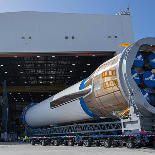 The New Glenn rocket’s seven powerful engines may light up as soon as today