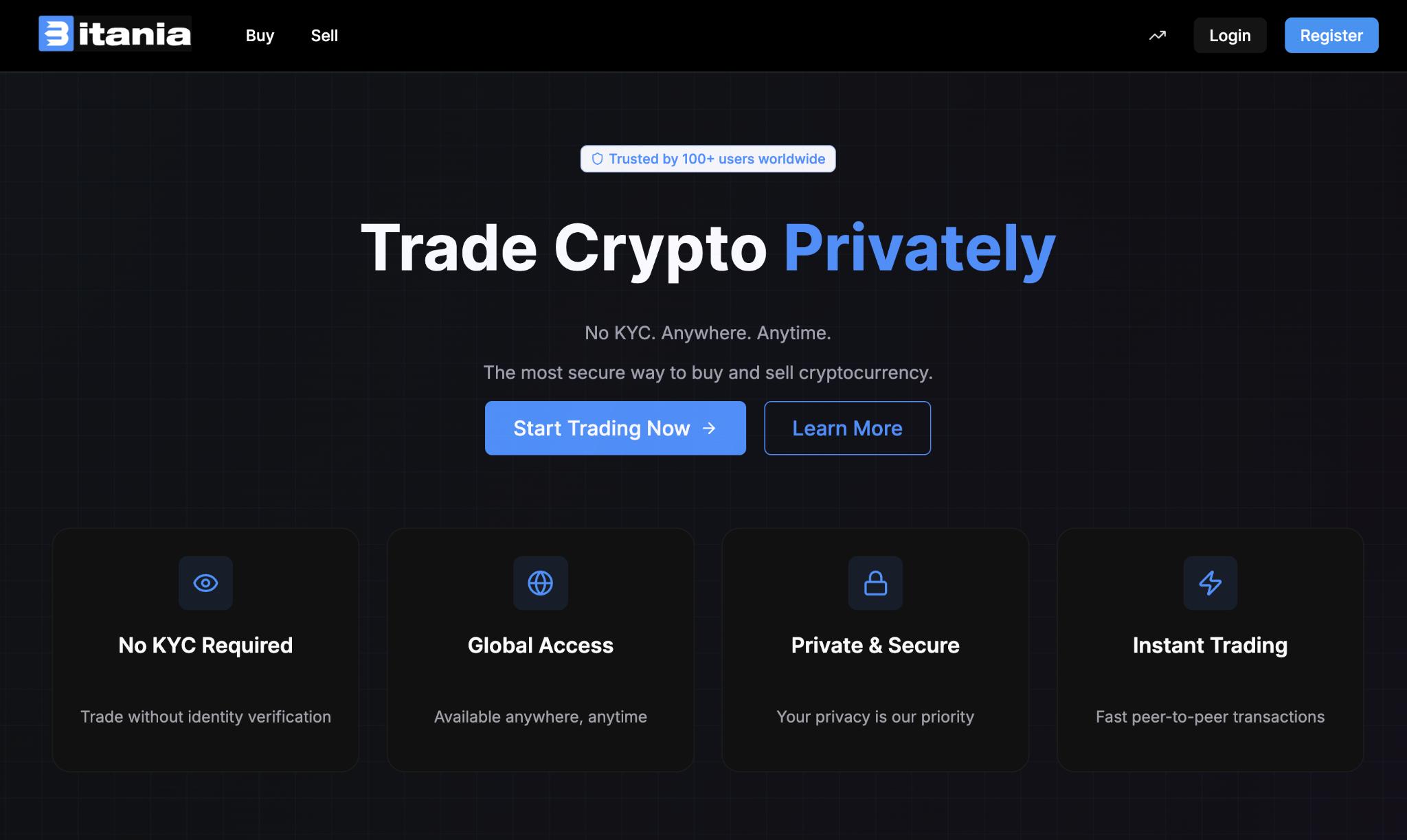 bitania-launches-as-a-privacy-first,-no-kyc-p2p-crypto-exchange