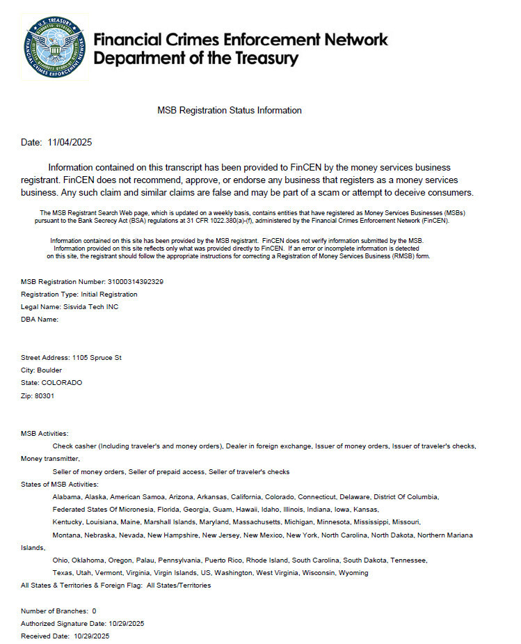 sisvida-exchange-obtains-us.-msb-license,-advancing-its-global-compliance-strategy