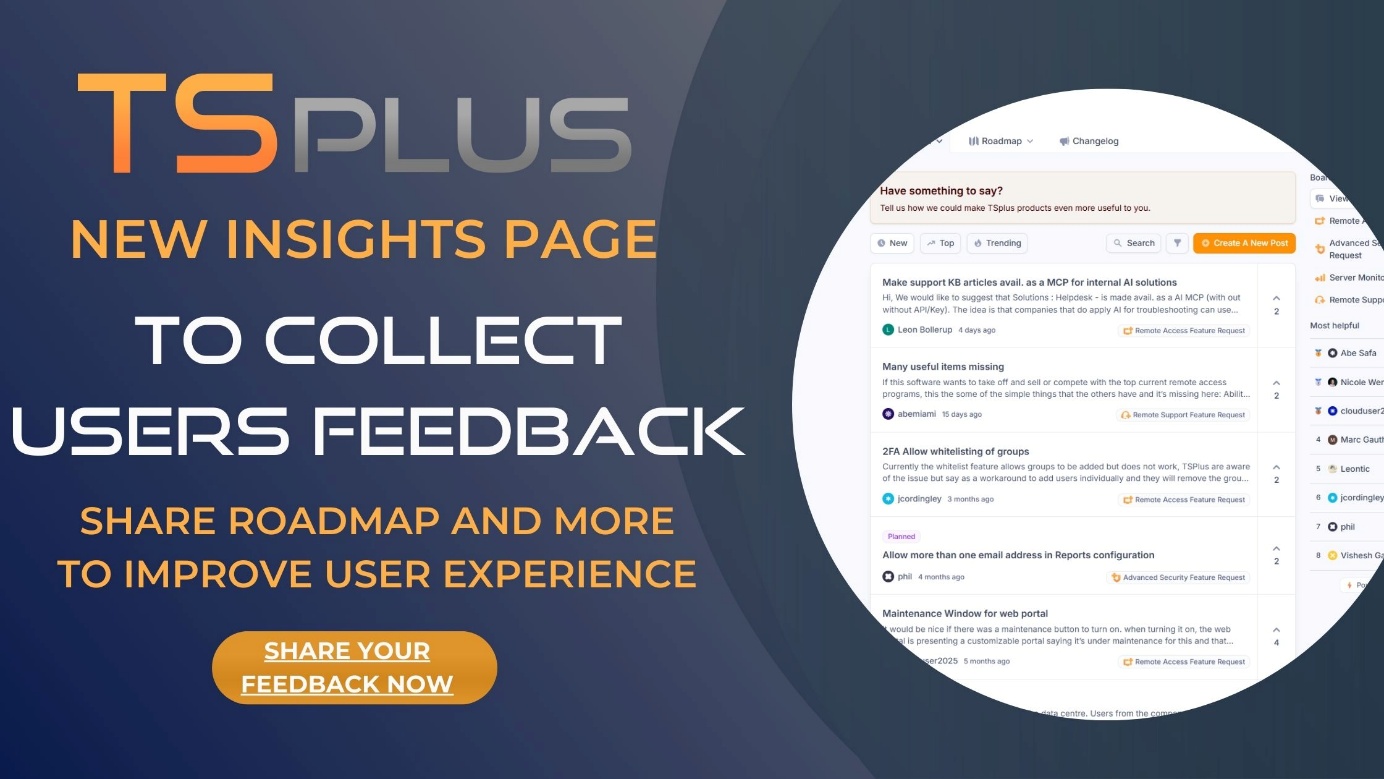 tsplus-introduces-new-feedback-&-roadmap-platform-to-enhance-the-remote-desktop-user-experience