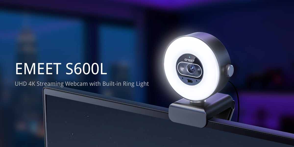 emeet-launches-s600l:-a-4k-webcam-with-built-in-ring-light-for-creators-and-streamers
