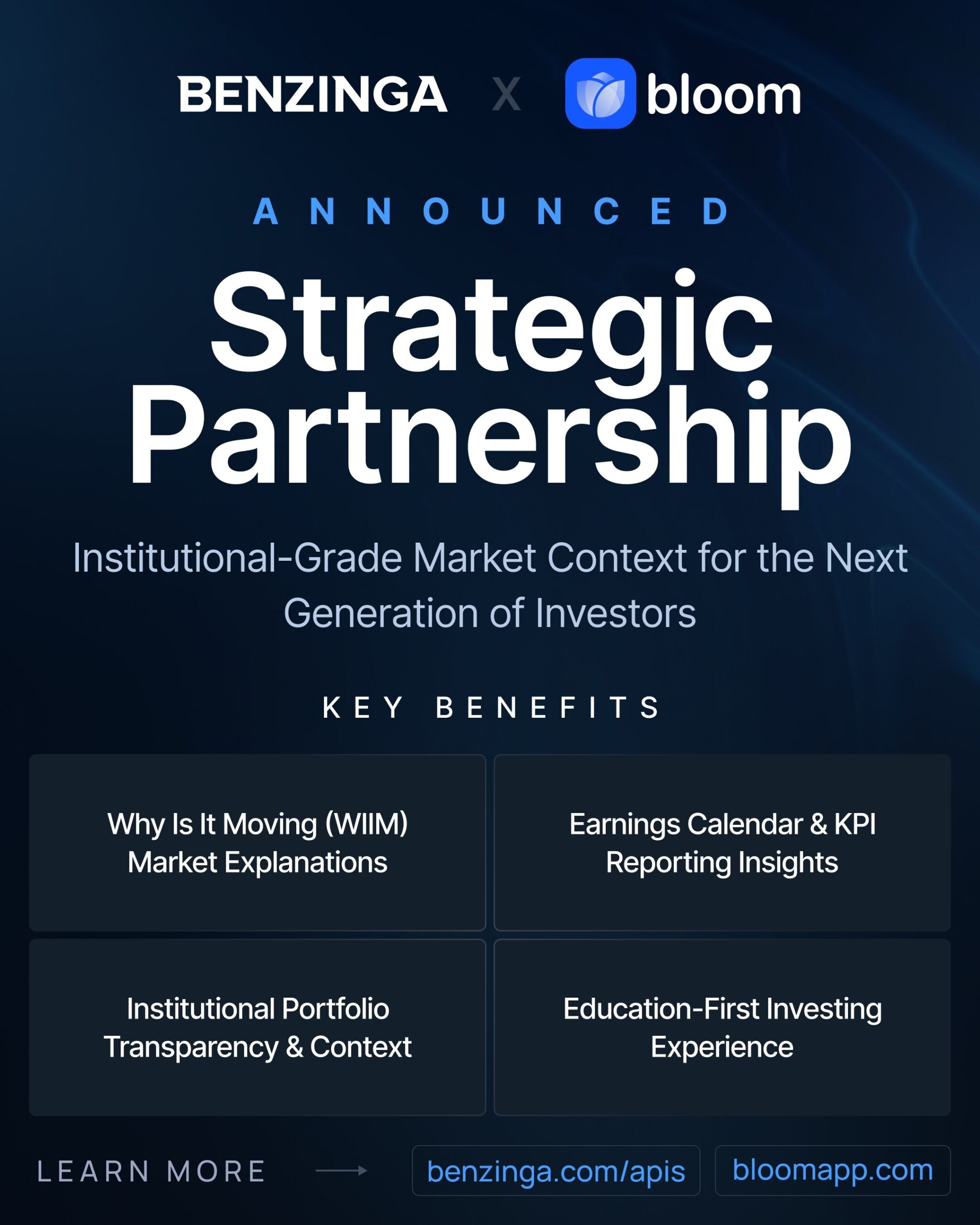 benzinga-and-bloom-establish-relationship-to-bring-institutional-grade-market-context-and-financial-education-to-the-next-generation-of-investors