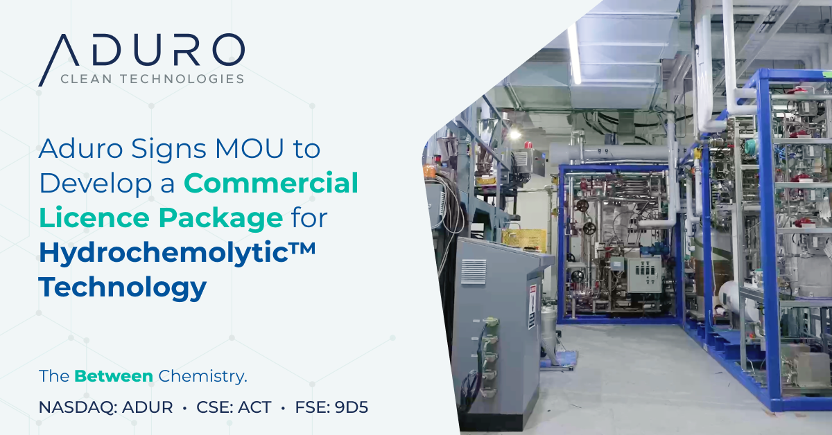 aduro-signs-mou-to-develop-a-commercial-licence-package-for-hydrochemolytic-technology