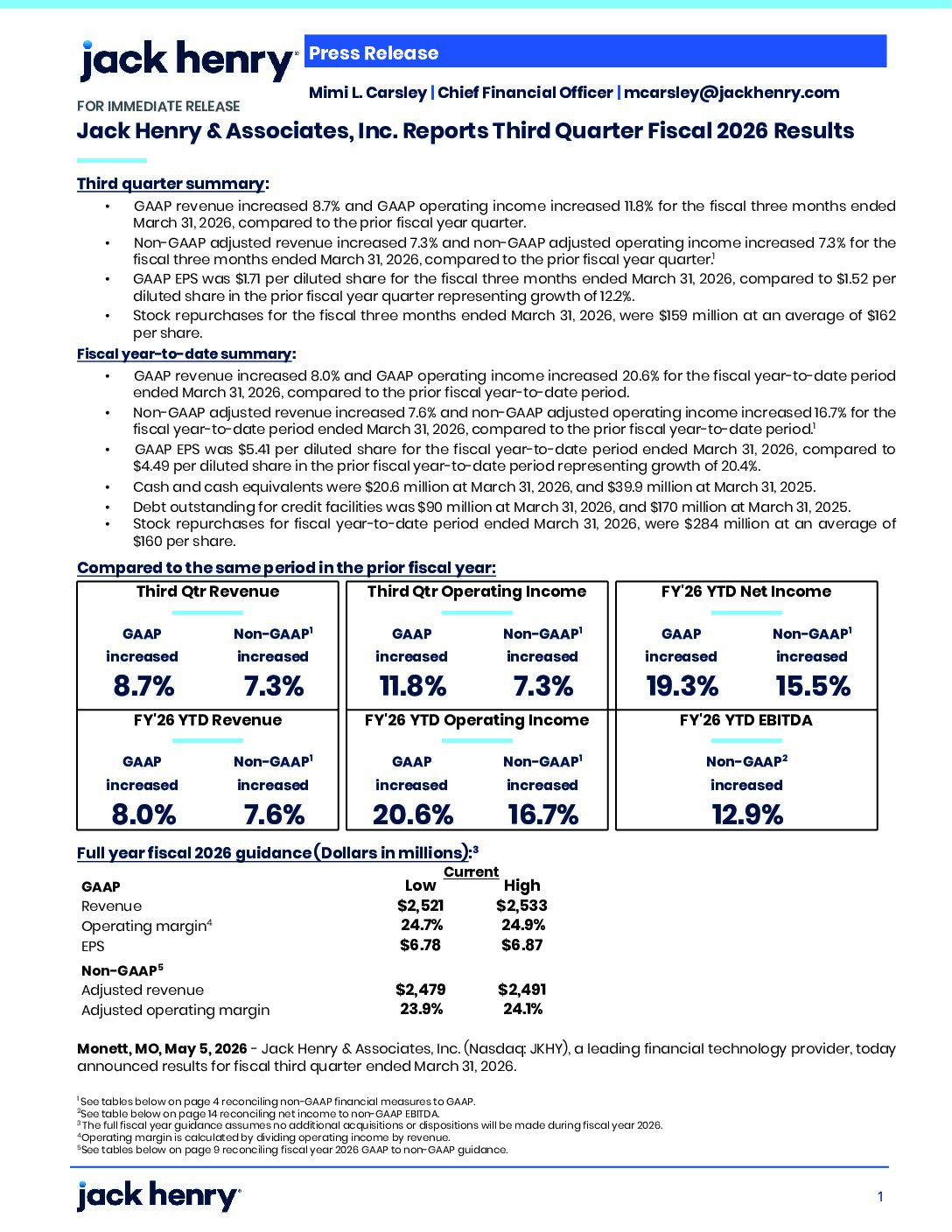 jack-henry-&-associates,-inc.-reports-third-quarter-fiscal-2026-results