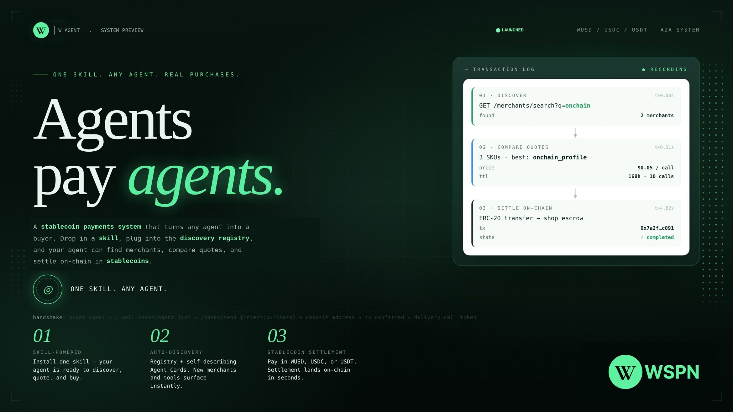 wspn-launches-w-agent:-a-stablecoin-payment-skill-built-for-the-ai-agent-economy