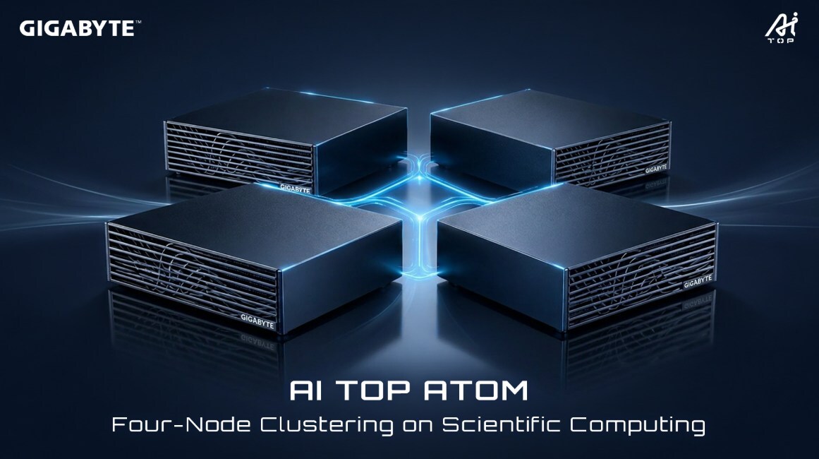 gigabyte-demonstriert-ai-top-atom-vier-knoten-clustering-fur-wissenschaftliche-simulationen