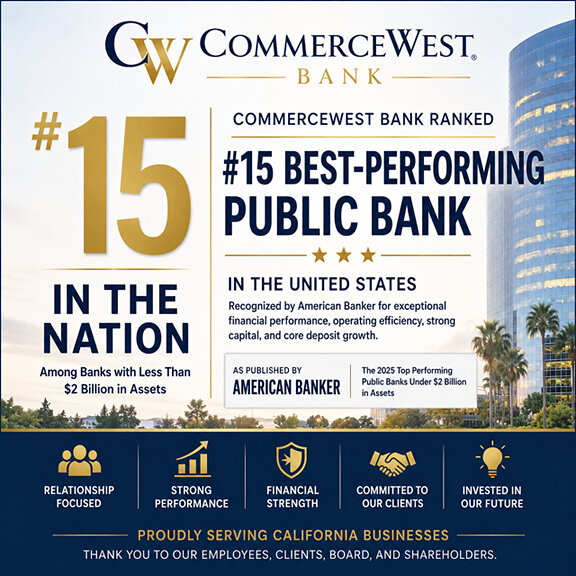 CommerceWest Bank Ranked Among the Top 15 Best-Performing Public Banks in America