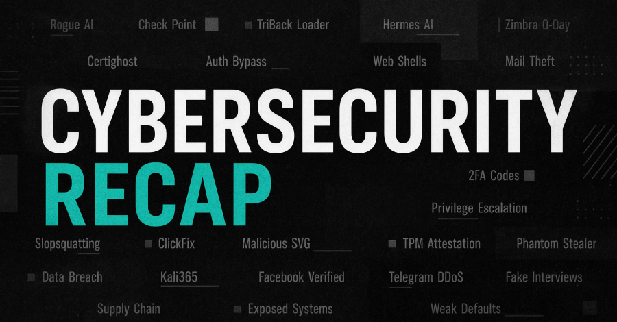 -weekly-recap:-rogue-ai-agents,-check-point-exploit,-slopsquatting,-clickfix-lures-and-more