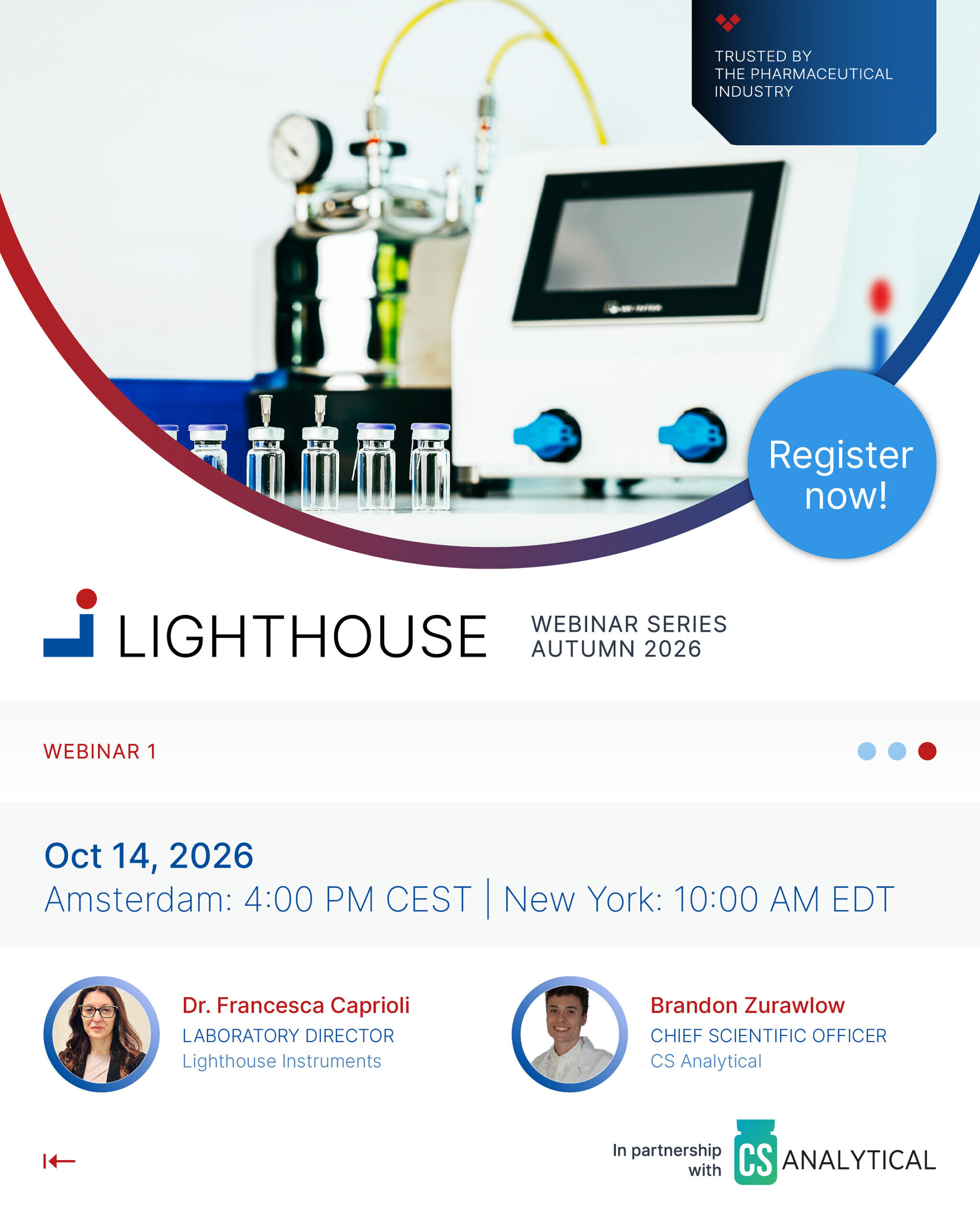 CS Analytical and Lighthouse Instruments to Host Webinar on USP <382> Testing for Elastomeric Components and Systems