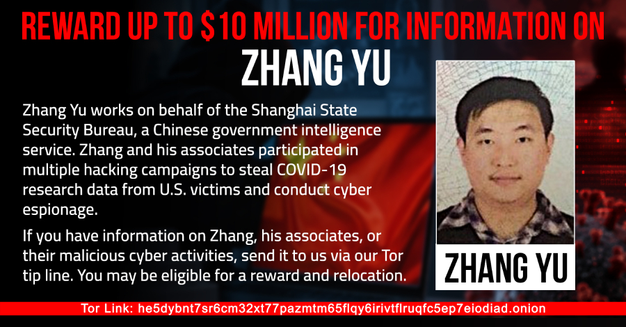us.-offers-up-to-$10-million-for-tips-on-zhang-yu,-charged-in-hafnium-hacks