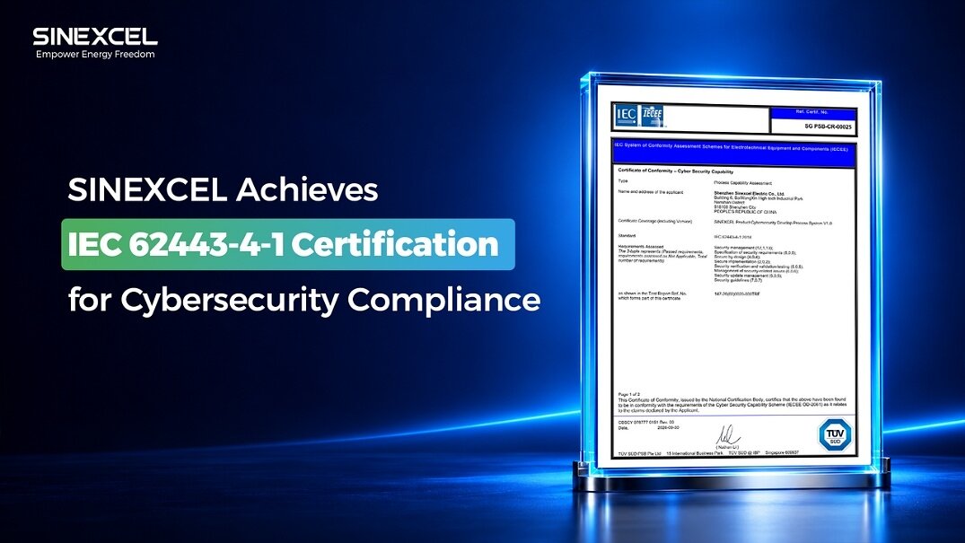 sinexcel-achieves-iec-62443-4-1-certification-for-cybersecurity-compliance